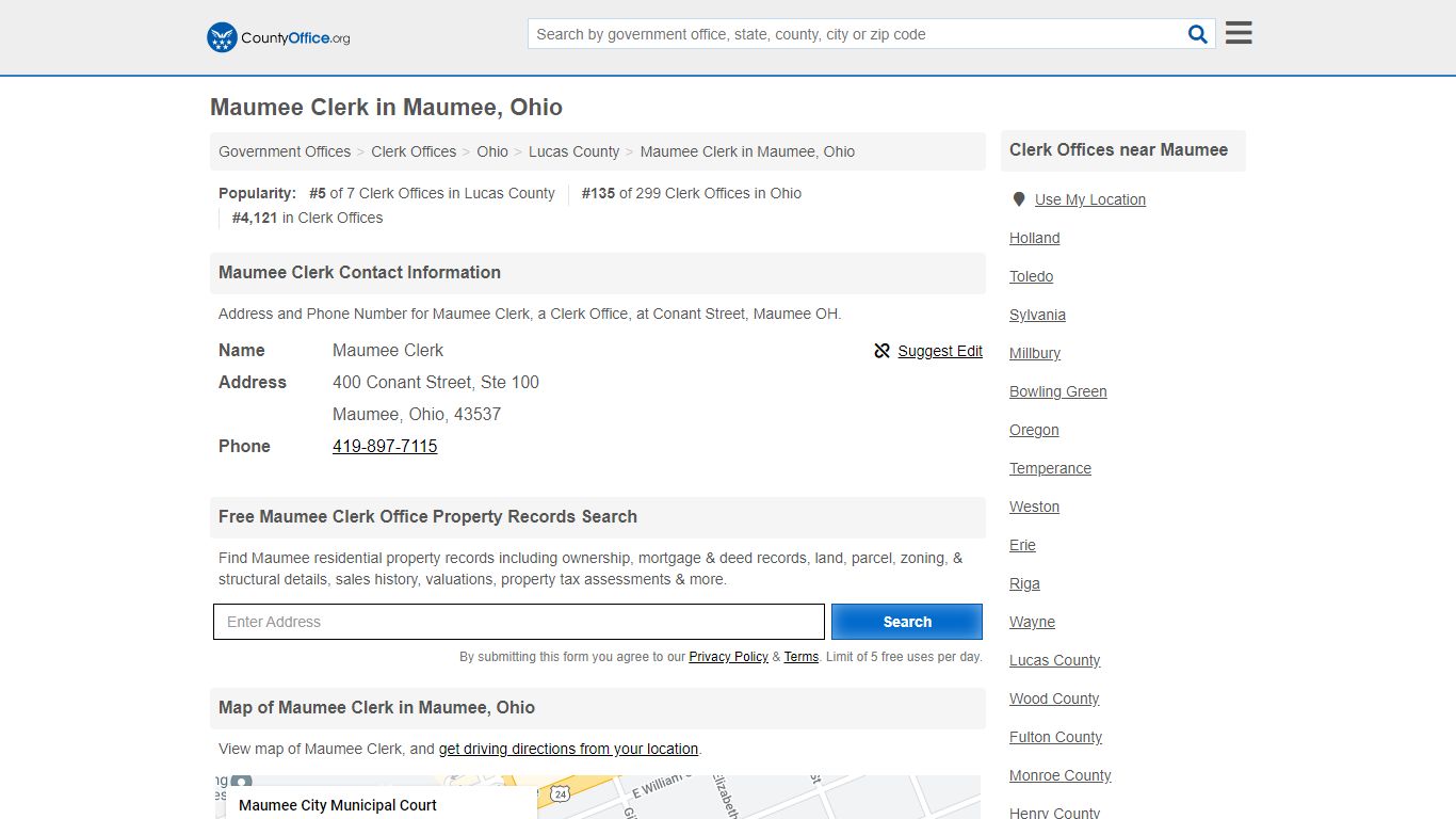 Maumee Clerk - Maumee, OH (Address and Phone)