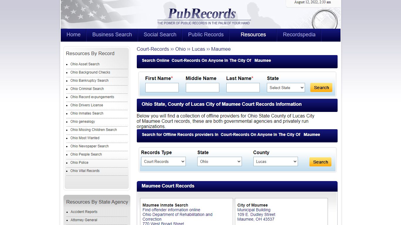 Maumee, Lucas County, Ohio Court Records